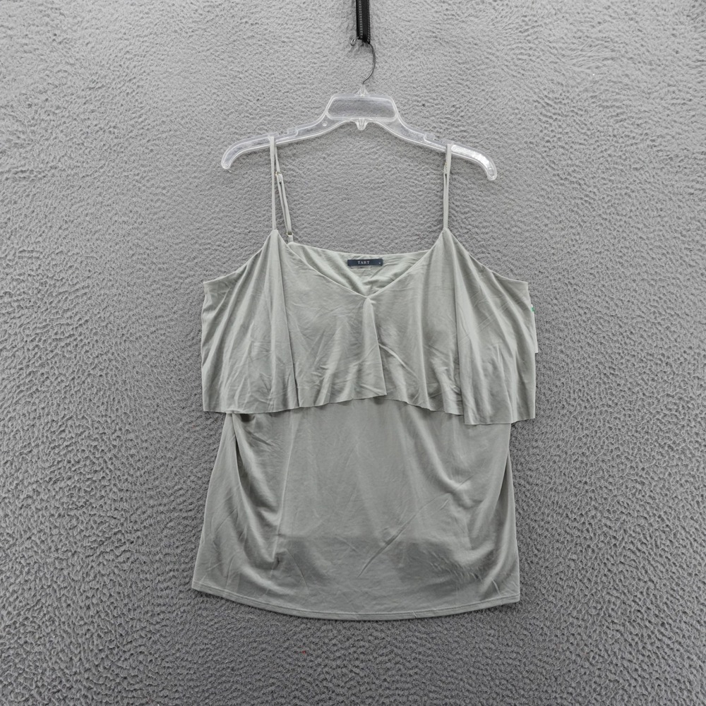 TART Womens 1X Light‎ Gray Tiered Ruffle Tank Top Spaghetti Strap NEW
